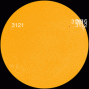 None of these sunspots poses a threat for strong solar flares. All quiet! [Photo courtesy of NASA SDO/HMI]